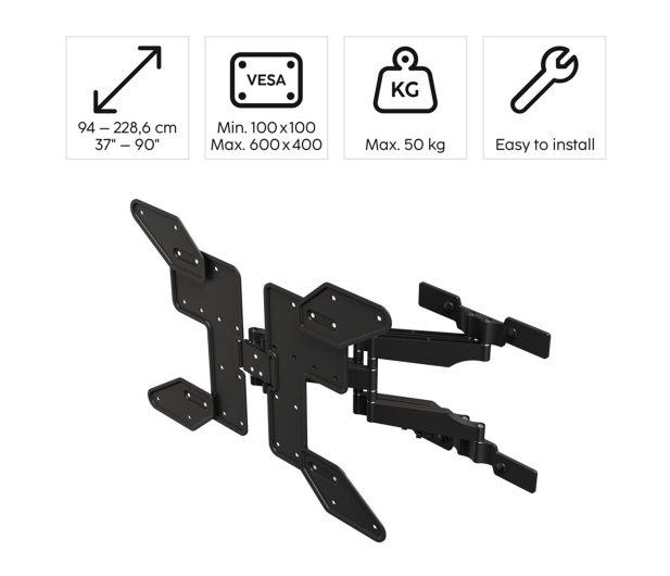 Hama Uchwyt do TV OLED PŁASKI VESA 600x400 FULmotion 90" - 1516975 - zdjęcie 5